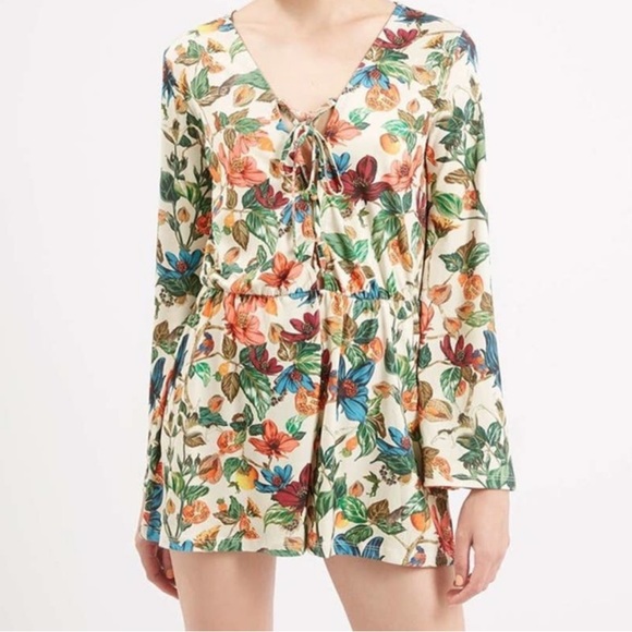 EUC Topshop Tropical Lace up Romper size 4 - Picture 1 of 5